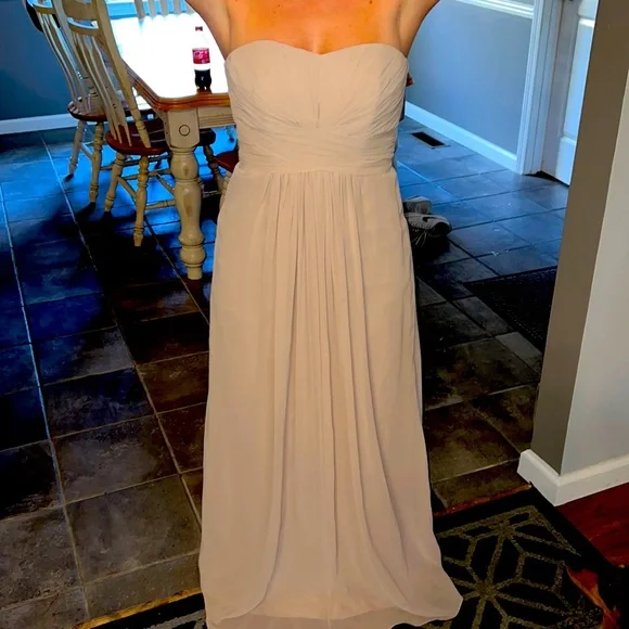 soft beige bridesmaid dresses Chiffon V Neck Bridesmaid Dress Light Beige Ruffle Ivory / Customization main image 1